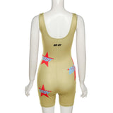 Summer Fashion Printed Sexy Sheath Tight Casual Fitness Sports Jumpsuit