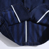 Men Denim Jackets Color Stripes Denim Vintage Blazer