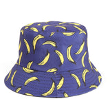 Bucket Hat Fishing Cap Cotton Print Fisherman Hat Fruit Banana Stamp Summer Leisure Sun Hat
