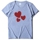 Valentine's Day T Shirt Large Size T-shirt Short Sleeve Red Heart Printing Summer