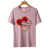 Valentine's Day T Shirts Couples Leopard Print Heart Printing Women's Pullover T-shirt