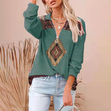 Romanian Gypsy Outfits Printed Ribbed Long Sleeve