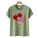 Valentine's Day T Shirts Couples Leopard Print Heart Printing Women's Pullover T-shirt