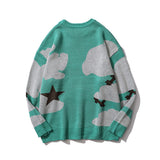 Men Sweater Cartoon Character Jacquard Sweater Men Loose Pullover