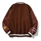 Cardigan Baseball Jacket Autumn and Winter TS Letter Embroidered Baseball Uniform Smile Earth Leather Sleeve Jacket Coat