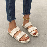 Women Open Toe Sandals Flats Plus Size Women's Sandals Toe Covering Flat