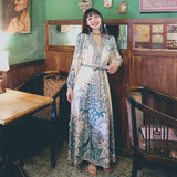 Coachella Music Festival Outfits Women's Long Dress Ethnic Style Positioning Print Button Cardigan Vintage Dress