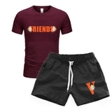 Vlone T Shirts & Shorts 2 Piece Set Printed Men'S Sports Printed Round Neck T-Shirt