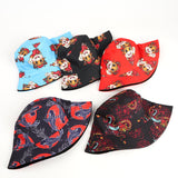 Bucket Hat Fishing Cap Cotton Print Fisherman Hat Hat Printed Cartoon Outdoor Travel Cap