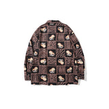 Man Fall Outfits Vintage Bear Plaid Full Printed Men's and Women's Long Sleeves Shirt Couple