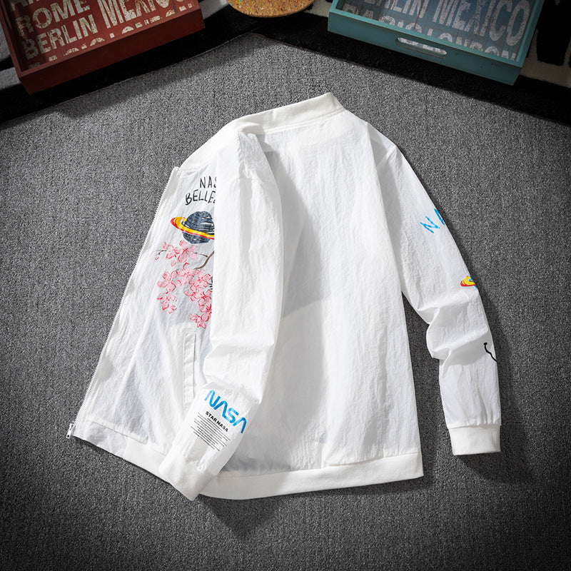 Varsity Jacket Men'S Printed Summer Sun Protective Clothes