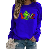 Men and Women Grinch Sweater Christmas Grinch Love Printed Crew Neck Sweatshirt Autumn and Winter