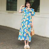 Coachella Music Festival Outfits Summer Short Sleeve Floral Dress Long Women's Dress