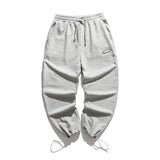 Man Fall Outfis Vintage Solid Color Sweatpants Loose Wide Leg Leisure Drawstring Jogger Pants