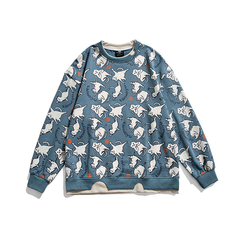Crew Neck Sweatshirts for Men Men's Clothing Autumn Fashion Brand Full Printed round Neck Sweater Men's and Women's Coat