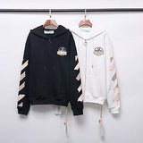 Off White Hoodie With Arrow Print Printed Cotton Sweater Zipper Coat Owt
