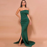 Kendall Jenner Wedding Guest Dress   Off Shoulder High Split Dresses Solid Color