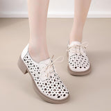 Highway Flat Sandals Summer Hollowed Toe Box Hole Shoes Chunky Heel Sandals