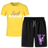 Vlone T Shirts & Shorts 2 Piece Set Short Sleeve T-Shirt Sports Summer