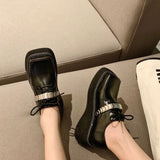 Platform Heels for Women Winter Small Leather Shoes