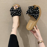 Women Open Toe Sandals Flats Summer Bowknot Polka Dot Fashion Sandals