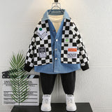 Toddler Boys Jackets Boys' Plaid Denim Jacket Spring and Autumn