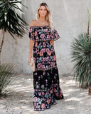 Gypsy Style Dresses off-Shoulder Printed Long Large Hem