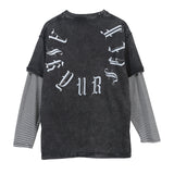 Askyurself T Shirt Striped Loose Long Sleeve T-shirt for Men and Women