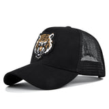 Tiger Woods Hat Tiger Head Embroidered Peaked Cap Mesh Fitted Cap Curved Brim Sun Hat