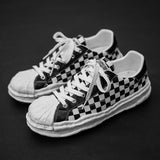 designer Sneaker Shoes Retro Hong Kong Style Chessboard Plaid Casual Men's Shoes Summer Fashion Low Top Colorblock Board Shoes