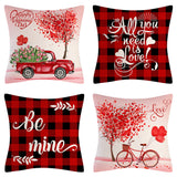 Valentine's Day Pillow Covers 4 Piece Random Styles Together, Truck Love Balloon Bicycle Ornament Pillow Cushion