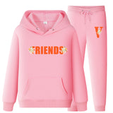 Vlone Hoodie & Pants 2 Piece Set Men'S Loose Printed Hoodie Sweater