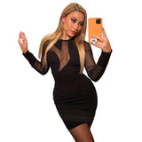 Music Festivals Rave Outfits Dress Winter Women's Clothing Fashion round-Neck Long-Sleeved Dress