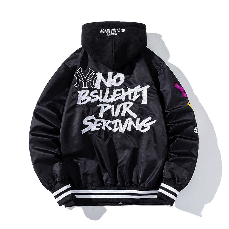 Varsity Jacket Casual Baseball Uniform Men'S Spring Hooded Jacket