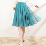 MIDI Mauve Skirt Mesh Skirt Female Fall High Waist Pleated Skirt