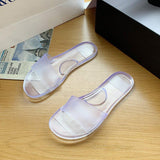 Women Open Toe Sandals Flats Summer Candy Color Flat One-Line Casual Slippers