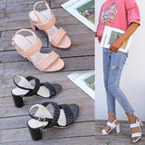 High Heels Ladies Sandals Large Size Summer Woven Peep Toe High Heel Casual Women's Sandals