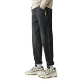 Men Jeans Fleece-Lined Thick Jeans Men's Straight Stretch Casual
