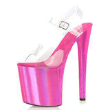 Hot Pink Heels 20cm Pink Solid Color High Heel Transparent Sandals Fish Mouth