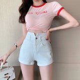 Women Jean Shorts Light Blue High Waist Denim Shorts Women Light Color All-Matching Ladies