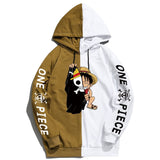 Anime Hoddies Anime Anime One Piece Luffy Printed Sweater Contrast Color Hoodie One Piece