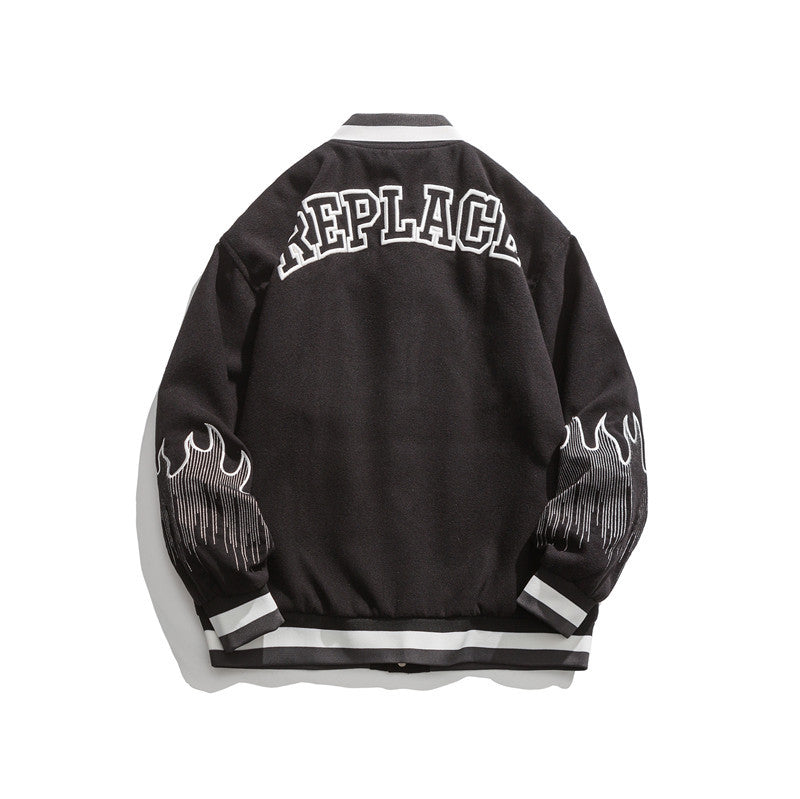 Man Fall Outfis Autumn Vintage Embroidered Baseball Uniform Coat Men All-Matching Jacket