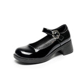 Mary Jane Shoes Women'S Retro High Heel Round Toe Pumps Small Leather Shoes
