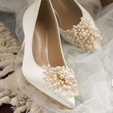 Low Heel Wedding Shoes Silk Satin Bridal Shoes Shallow Mouth High Heel Stiletto Heel