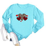 Valentine's Day T Shirt Solid Color Long Sleeve Heart Printing Casual