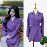 MIDI Mauve Wrap Dress Purple Waist Dress Young Short Suit Skirt