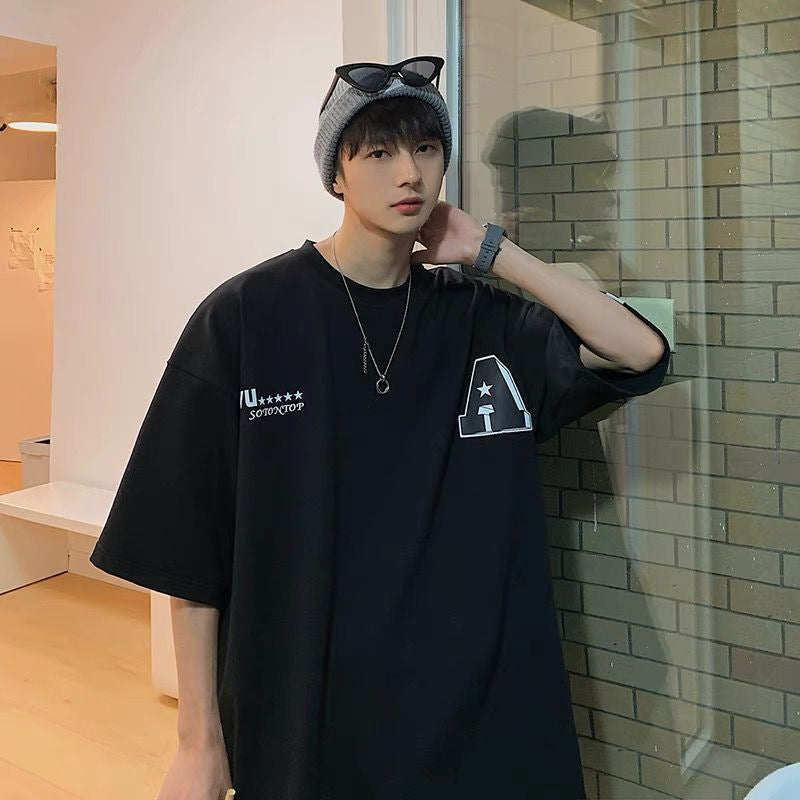 Men T-Shirts Loose Print Top