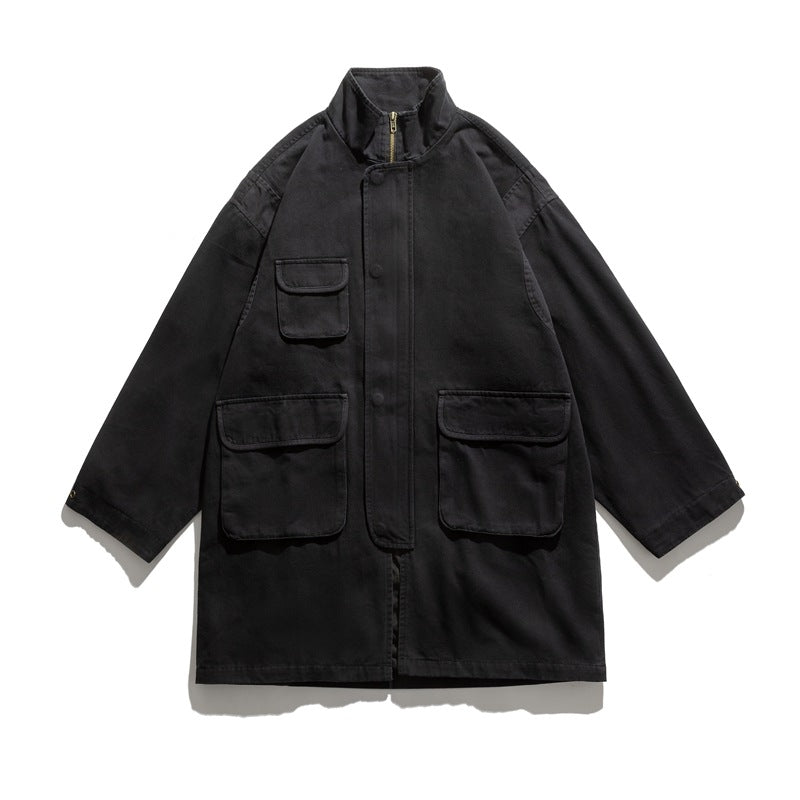 Man Fall Outfis Autumn Jacket Men's Loose Casual Long Top