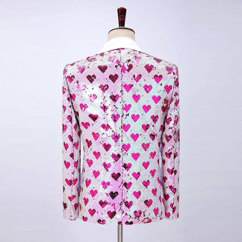 Men Prom Outfits Heart-Shaped Color-Changing Sequins