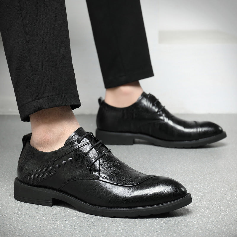 Men's Dress Shoes Classic Leather Oxfords Casual Cushioned Loafer  Summer Versatile Casual Genuine Leather